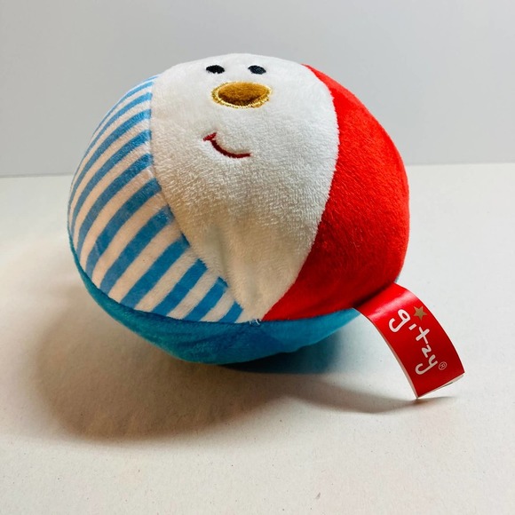 Gitzy Puppy Rattle Beach Ball  Red White and Blue. Pre-Owned - Picture 5 of 9